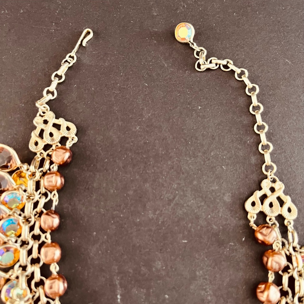 Multi Strand Amber Colored Statement Necklace - image 4